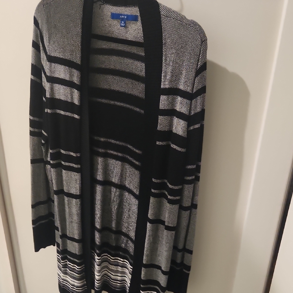 Apt. 9 Black and Gray Striped Cardigan